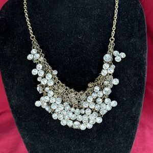 Bold J. Crew Goldtone Chain & Crystal Rhinestone Statement Necklace!